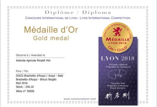 Vino Espumante Italiano. Brachetto D'Acqui, Medalla de Oro Concurso International Lyon 2018