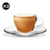Taza de Cafe Capuchino de Vidrio con plato ISCHIA 180 CAPPUCCINO BORGONOVO. Juego de 2 tazas.