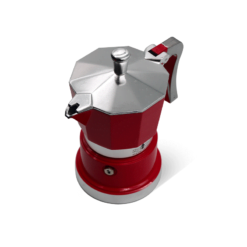 Cafetera italiana de aluminio SUPERTOP 3 tz roja. Marca TOPMOKA