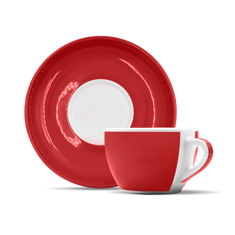 VERONA Millecolori roja ANCAP - Tazas de porcelana c/plato perfecta para Café Americano, Capuchino, Té.